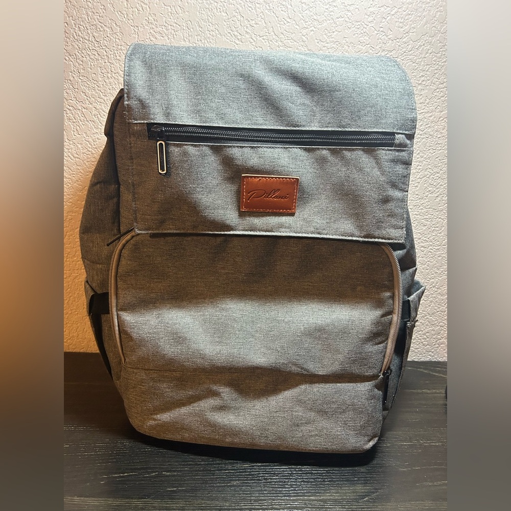 Pillani  Baby Diaper Bag Backpack Grey Unisex Bottle Holders